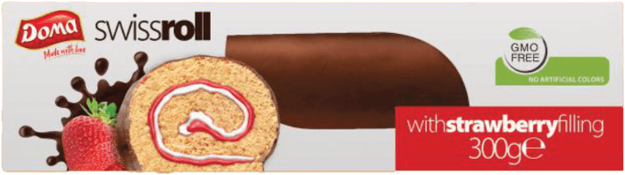 Swiss Roll Doma Strawberry 300GR (1X10)