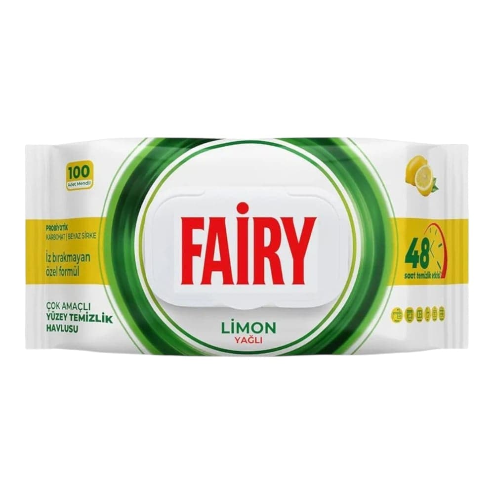 Fairy Servețele Umede Multisuprafețe Bicarbonat & Oțet Alb Lemon 100buc