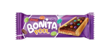SARAY BONITA BISCUITI CU INVELIS DE CACAO CARAMEL SI DRAJEURI 20 GR (6X24)