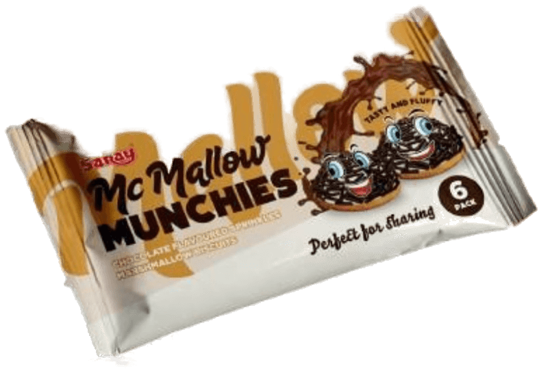 SARAY MC MALLOW BISCUITI CU MARSHMALOW CU GLAZURA DE CIOCOLATA 100GR (1X24)