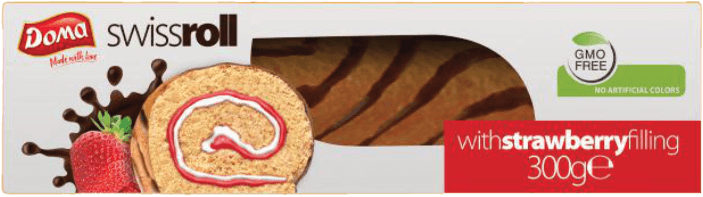 Swiss Roll Doma Strawberry Glazurata 300GR (1X10)