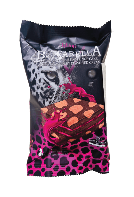 IR Buffarrela Cocoa&Vanilla Sponge Cake with Strawberry Flavored Cream 60GR (4X24)